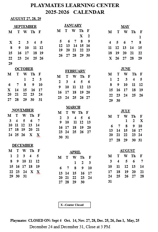 Playmates Calendaar 2025-26